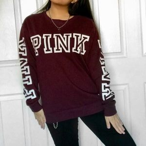 Victoria Secret Pink Burgundy Crewneck Sweater
